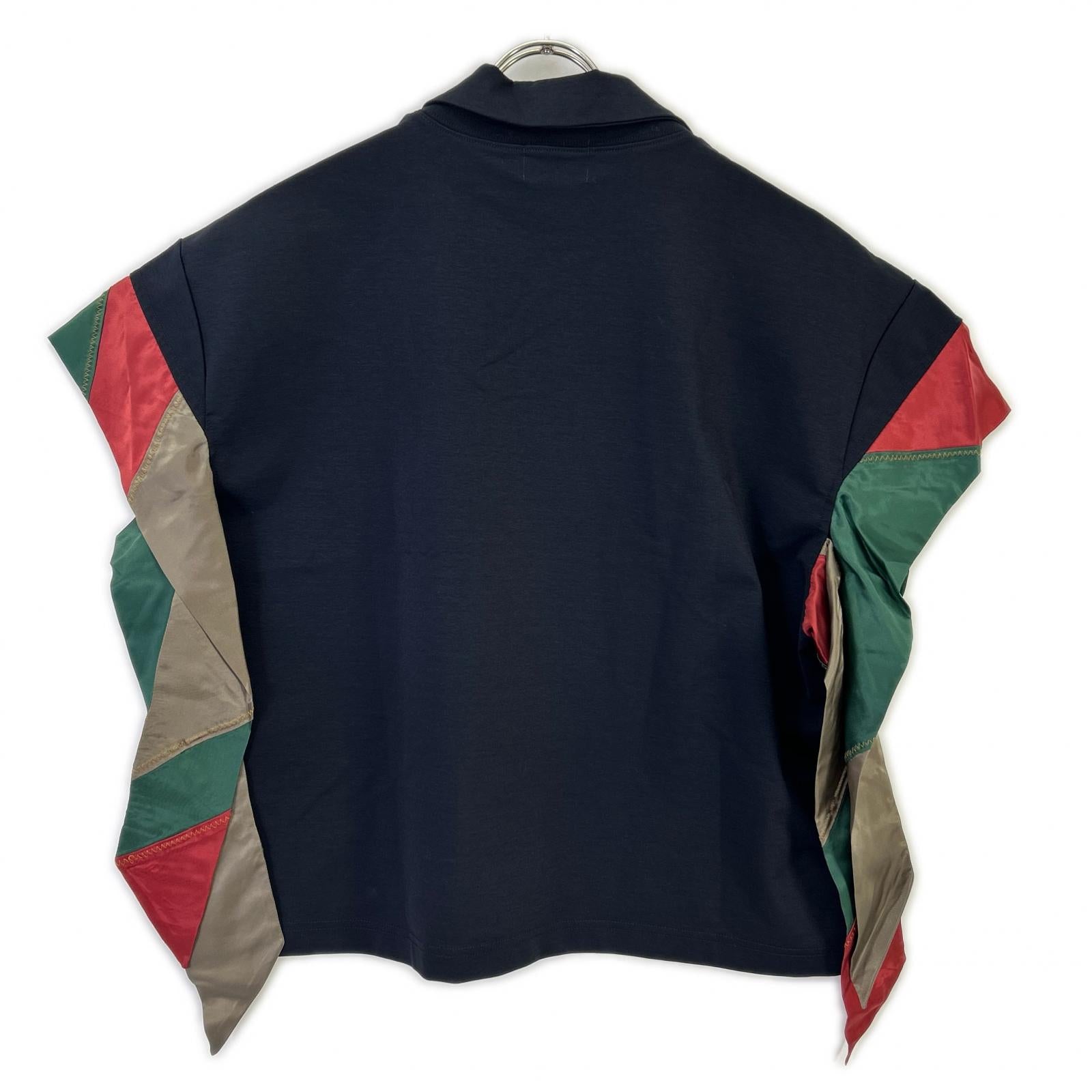 kolor black 22SCL-T07205 high-gauge ponte sleeve-panel shirt tops