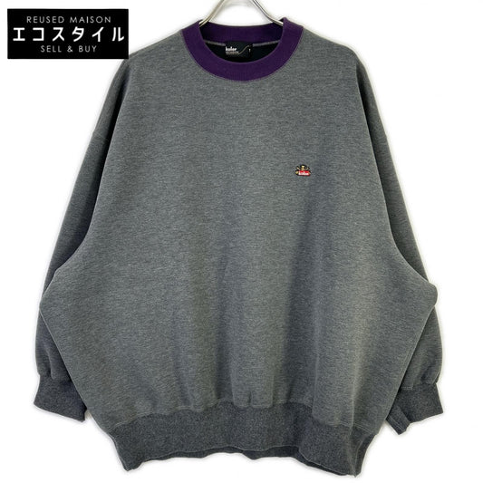 kolor カラー グレー×パープル 21WCMーT12202S ロゴ刺繍 ダンボールクルーネックスウェットシャツ トップス