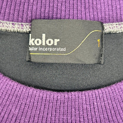 kolor カラー グレー×パープル 21WCMーT12202S ロゴ刺繍 ダンボールクルーネックスウェットシャツ トップス