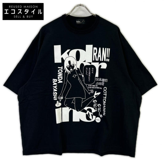 kolor カラー ブラック 23SCM-T12207 度詰めハード天竺プリントTシャツ トップス