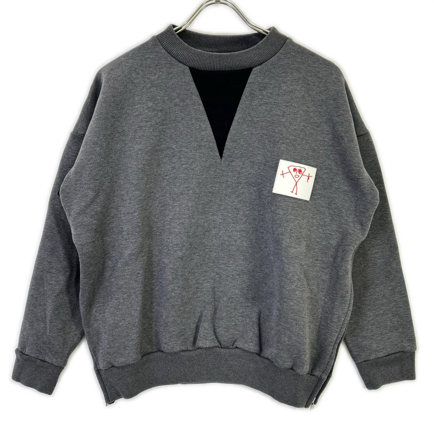 Plan C gray FLCJB51S69TF002 Bianca patch side-zip sweatshirt top