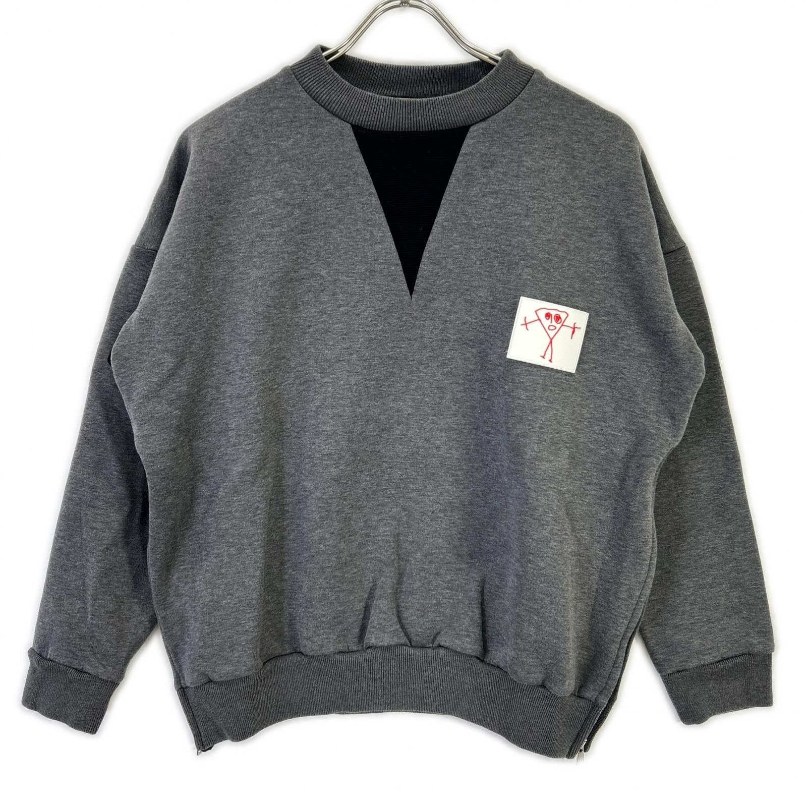 Plan C gray FLCJB51S69TF002 Bianca patch side-zip sweatshirt top
