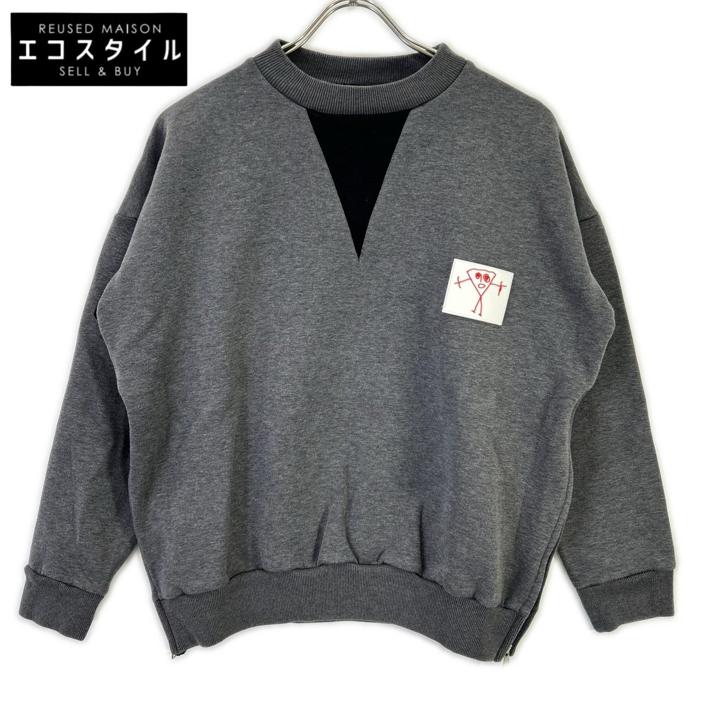 Plan C gray FLCJB51S69TF002 Bianca patch side-zip sweatshirt top