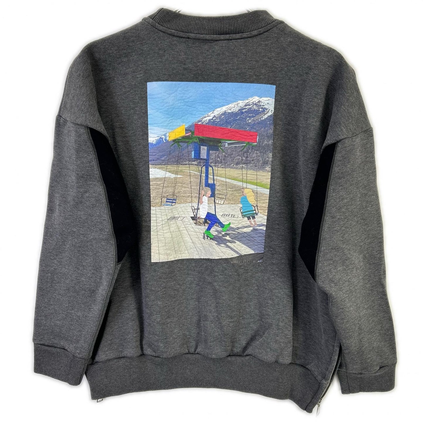 Plan C gray FLCJB51S69TF002 Bianca patch side-zip sweatshirt top