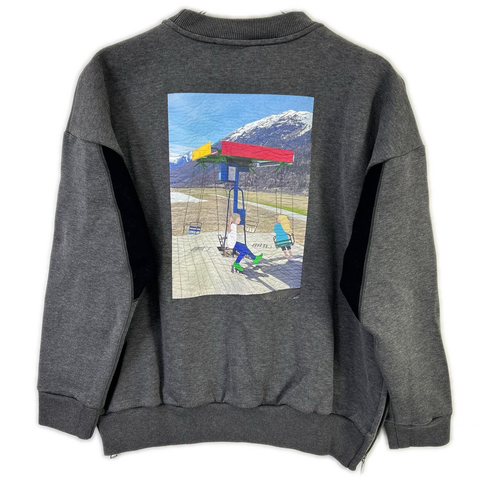 Plan C gray FLCJB51S69TF002 Bianca patch side-zip sweatshirt top