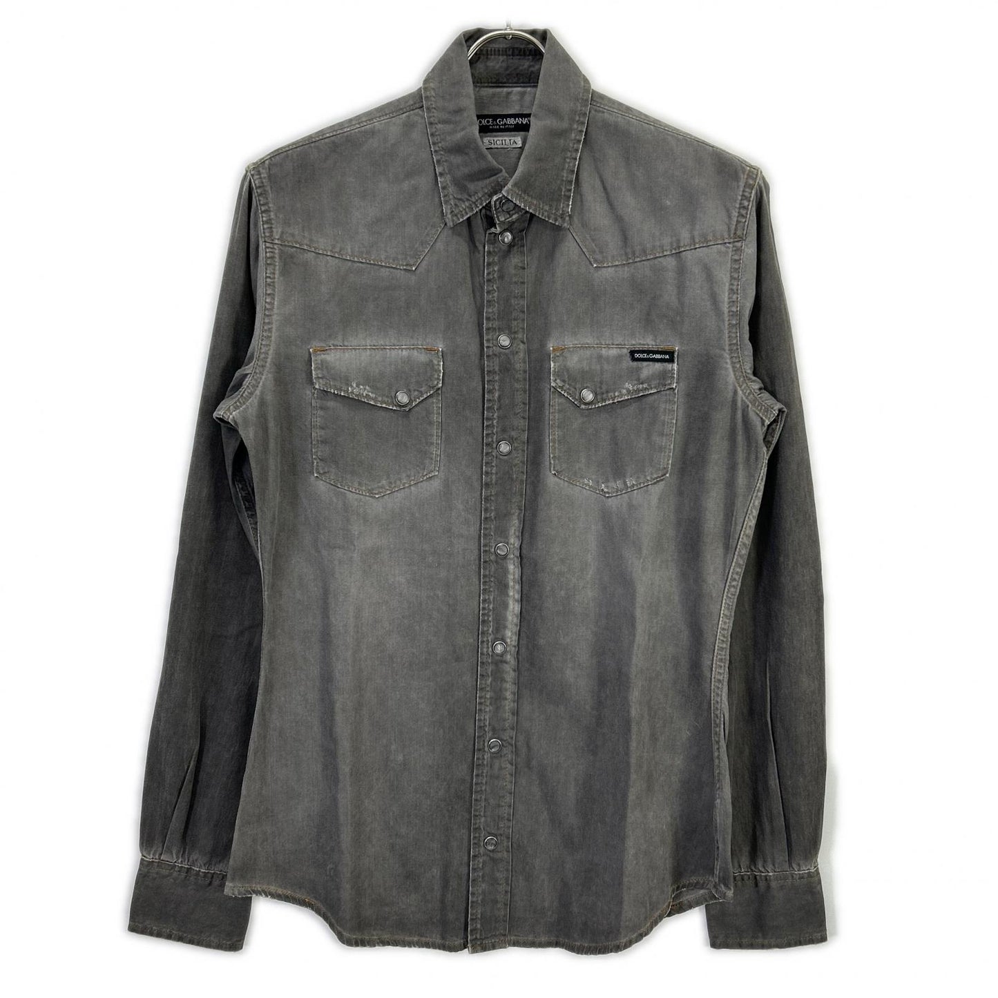 DOLCE&GABBANA ドルチェアンドガッバーナ G5BA3D/G8L49 SICILIA グレー ウエスタンデニムシャツ トップス
