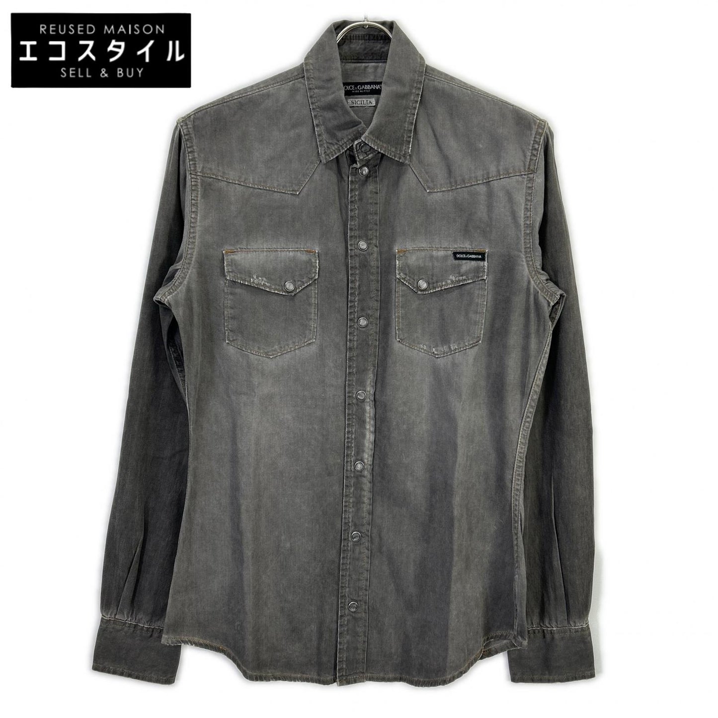 DOLCE&GABBANA ドルチェアンドガッバーナ G5BA3D/G8L49 SICILIA グレー ウエスタンデニムシャツ トップス