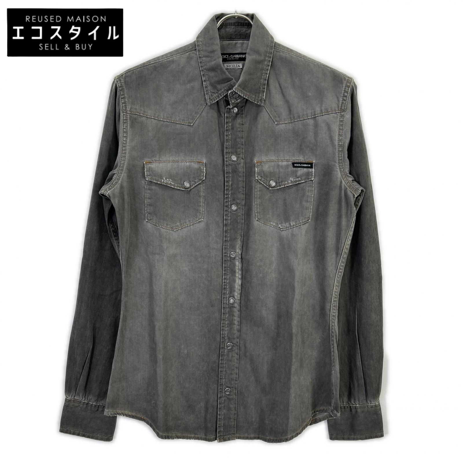 DOLCE&GABBANA ドルチェアンドガッバーナ G5BA3D/G8L49 SICILIA グレー ウエスタンデニムシャツ トップス