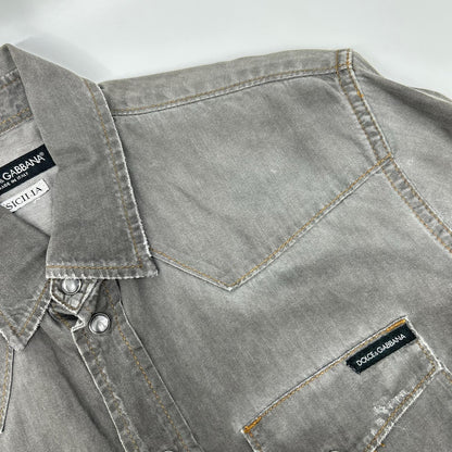 DOLCE&GABBANA ドルチェアンドガッバーナ G5BA3D/G8L49 SICILIA グレー ウエスタンデニムシャツ トップス
