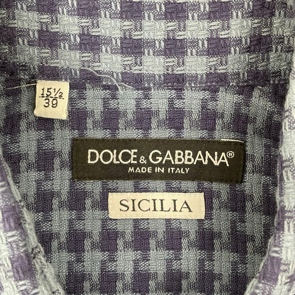 DOLCE&GABBANA ドルチェアンドガッバーナ G5BN0T/FQ5JX SICILIA ブルー ハウンドトゥース ウエスタンシャツ トップス