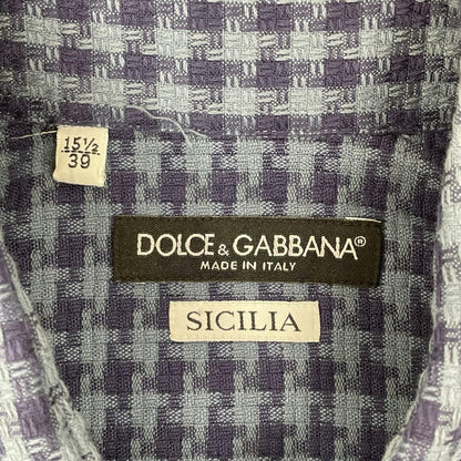 DOLCE&GABBANA ドルチェアンドガッバーナ G5BN0T/FQ5JX SICILIA ブルー ハウンドトゥース ウエスタンシャツ トップス