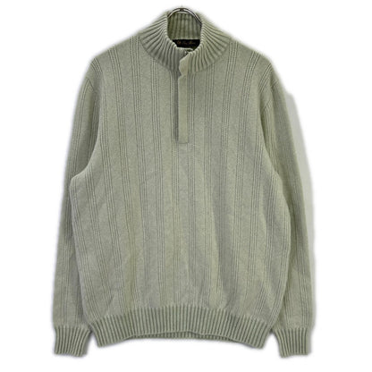 Loro Piana 诺悠翩雅 浅绿色 100%羊绒 半拉链 高领针织衫 上衣