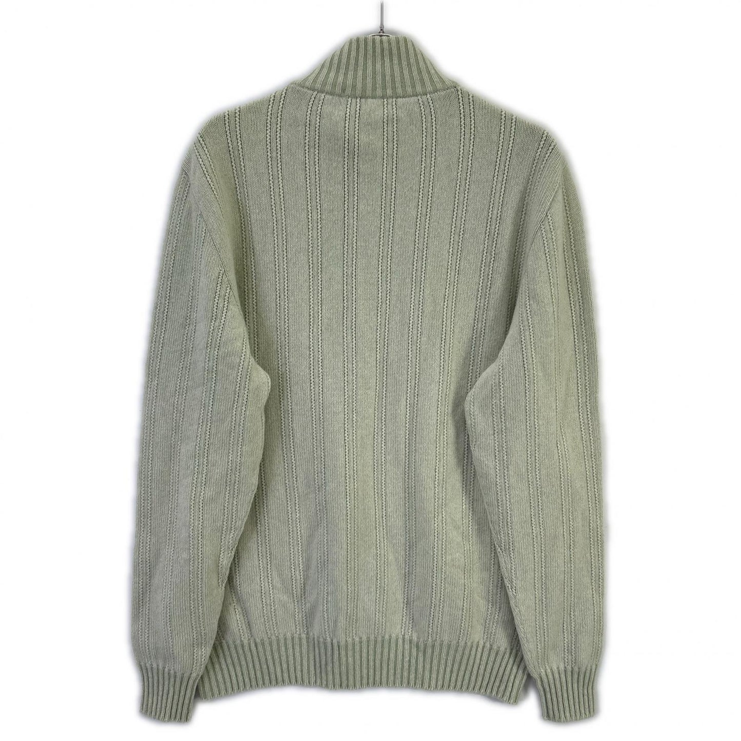 Loro Piana 诺悠翩雅 浅绿色 100%羊绒 半拉链 高领针织衫 上衣