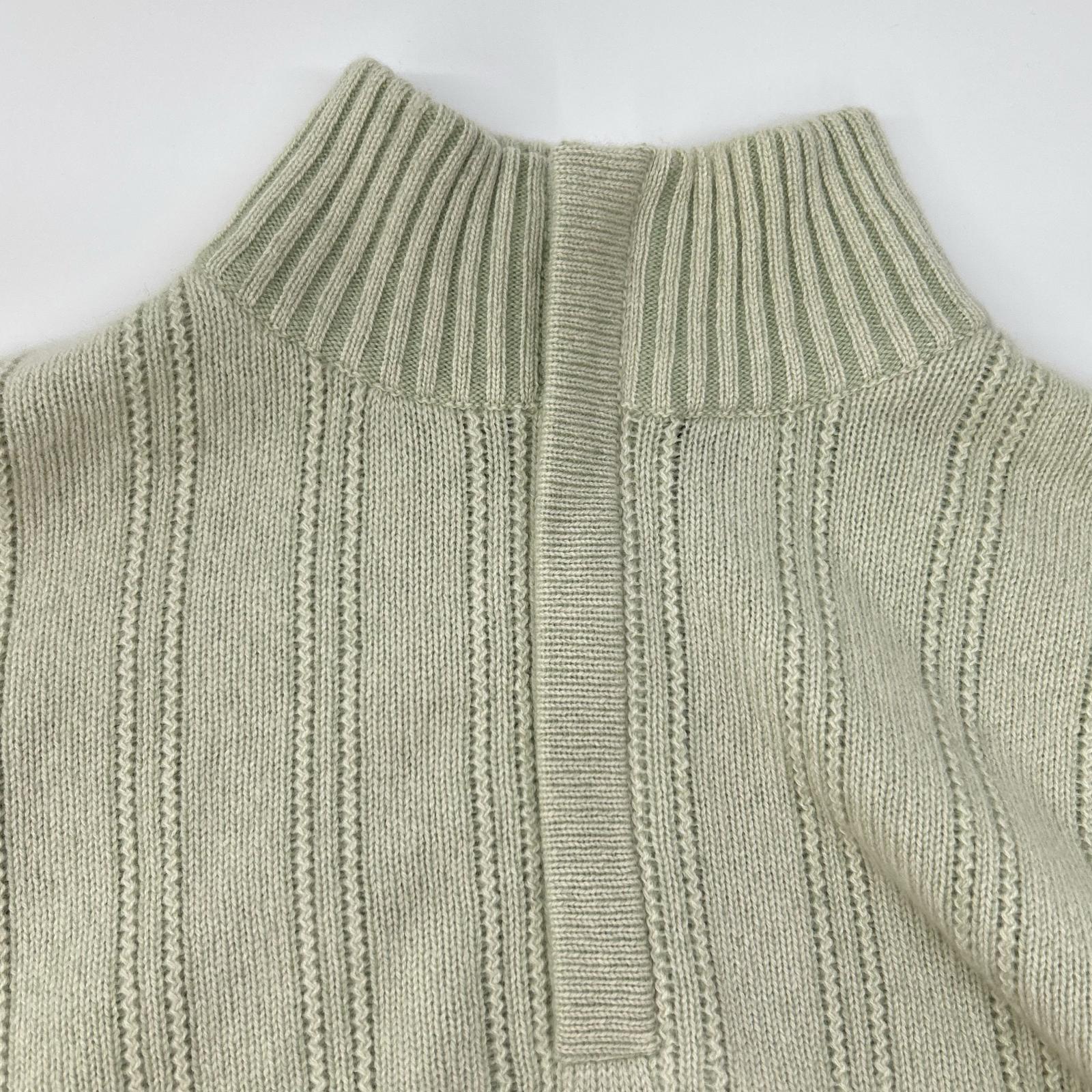 Loro Piana 诺悠翩雅 浅绿色 100%羊绒 半拉链 高领针织衫 上衣