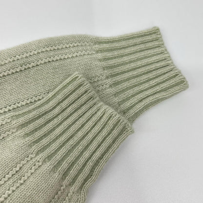 Loro Piana 诺悠翩雅 浅绿色 100%羊绒 半拉链 高领针织衫 上衣