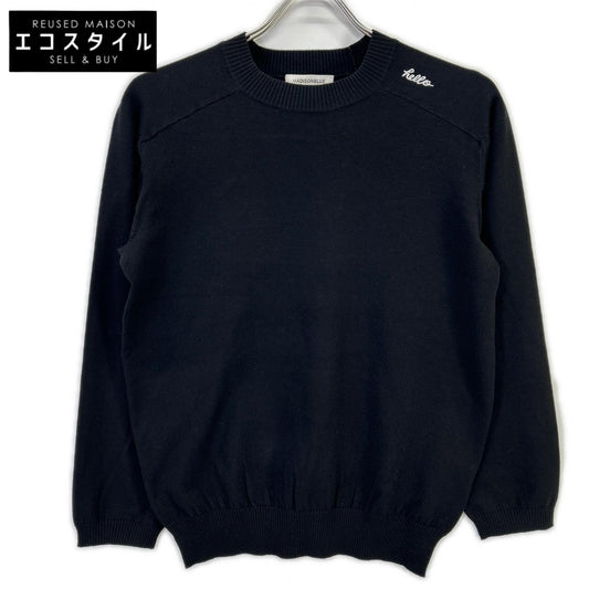 MADISON BLUE マディソンブルー MB999-8007 ブラック HELLO CREW NECK PO ニット トップス
