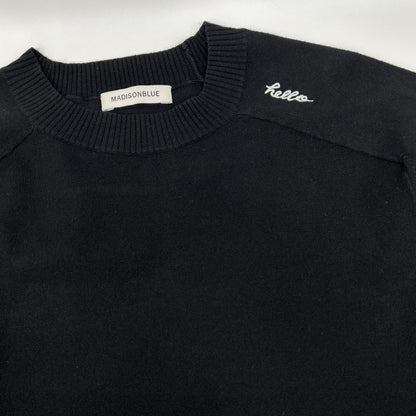 MADISON BLUE マディソンブルー MB999-8007 ブラック HELLO CREW NECK PO ニット トップス