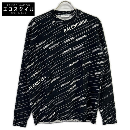 BALENCIAGA 559078 T1524 Black Logo Knit Pullover Top