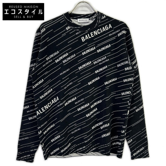 BALENCIAGA バレンシアガ 559078 T1524 ブラック ロゴニット プルオーバー トップス