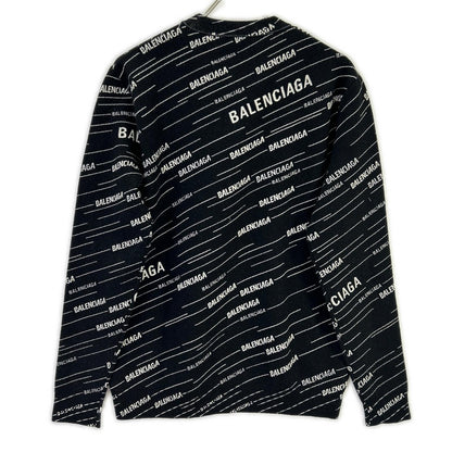 BALENCIAGA 559078 T1524 Black Logo Knit Pullover Top