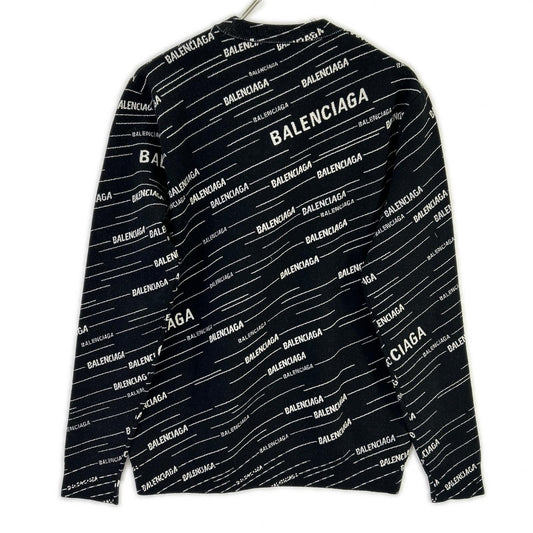 BALENCIAGA バレンシアガ 559078 T1524 ブラック ロゴニット プルオーバー トップス