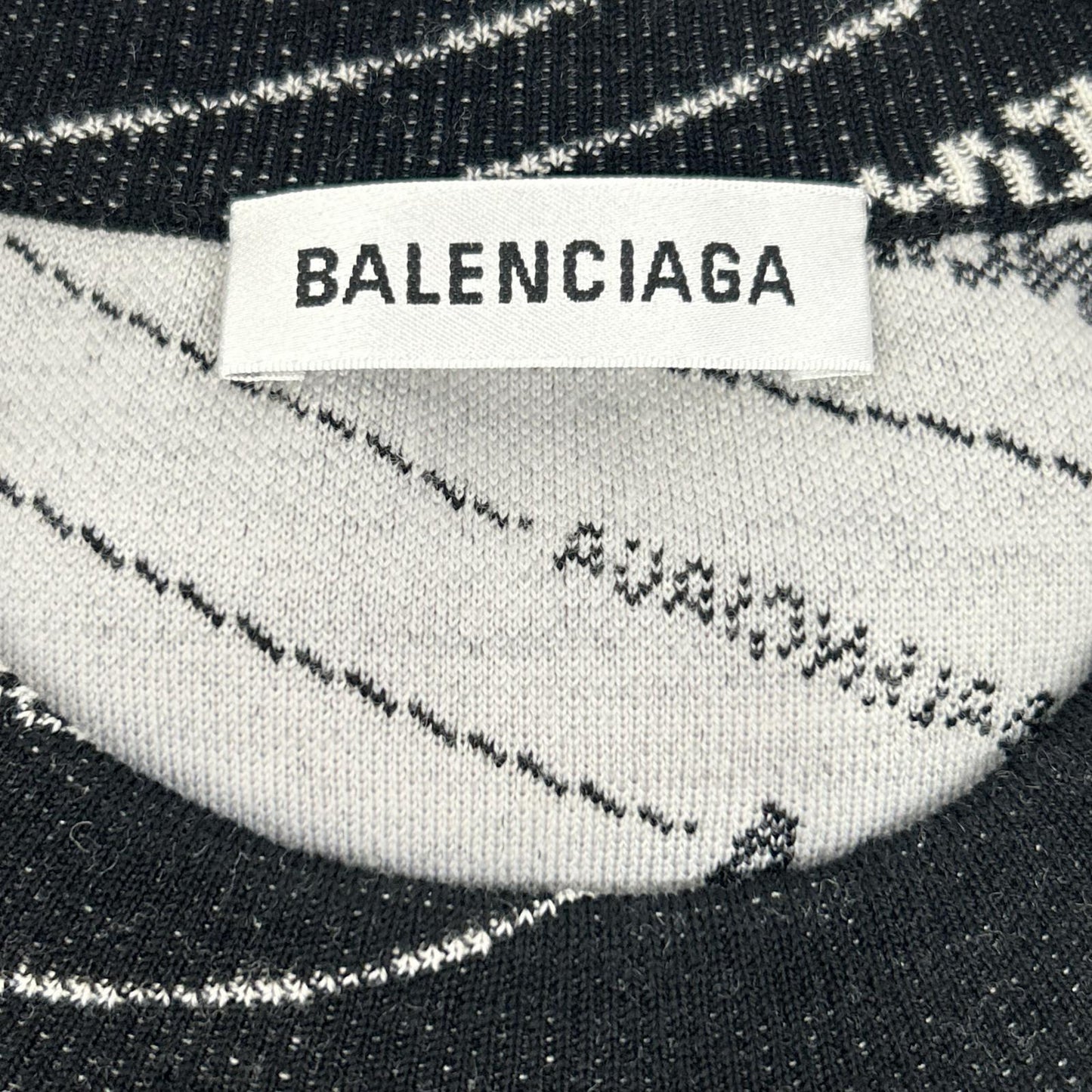 BALENCIAGA 559078 T1524 Black Logo Knit Pullover Top