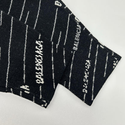 BALENCIAGA 559078 T1524 Black Logo Knit Pullover Top