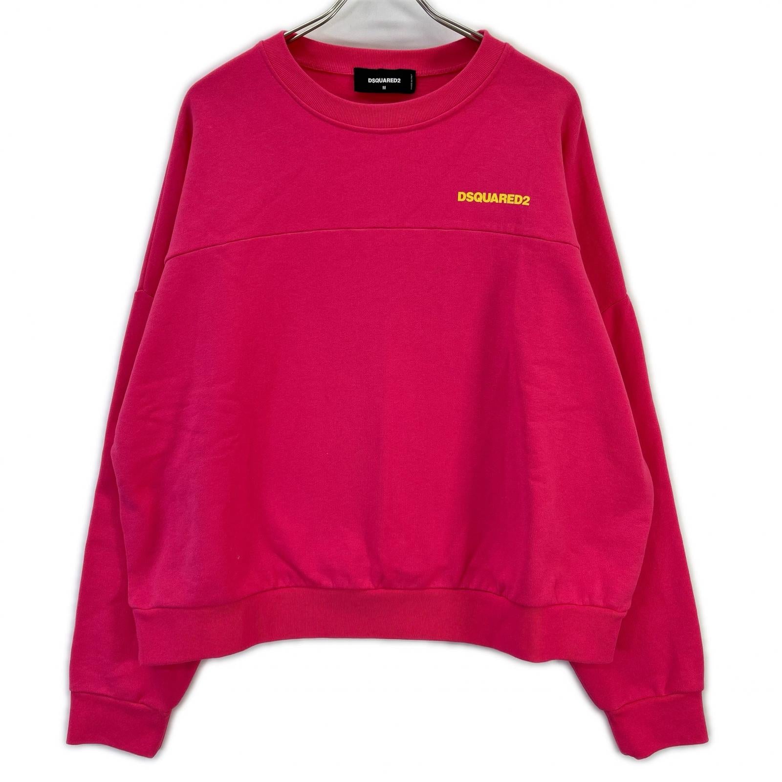 DSQUARED2 ディースクエアード S72GU0406 ピンク ロゴプリント クルーネックスウェット トップス