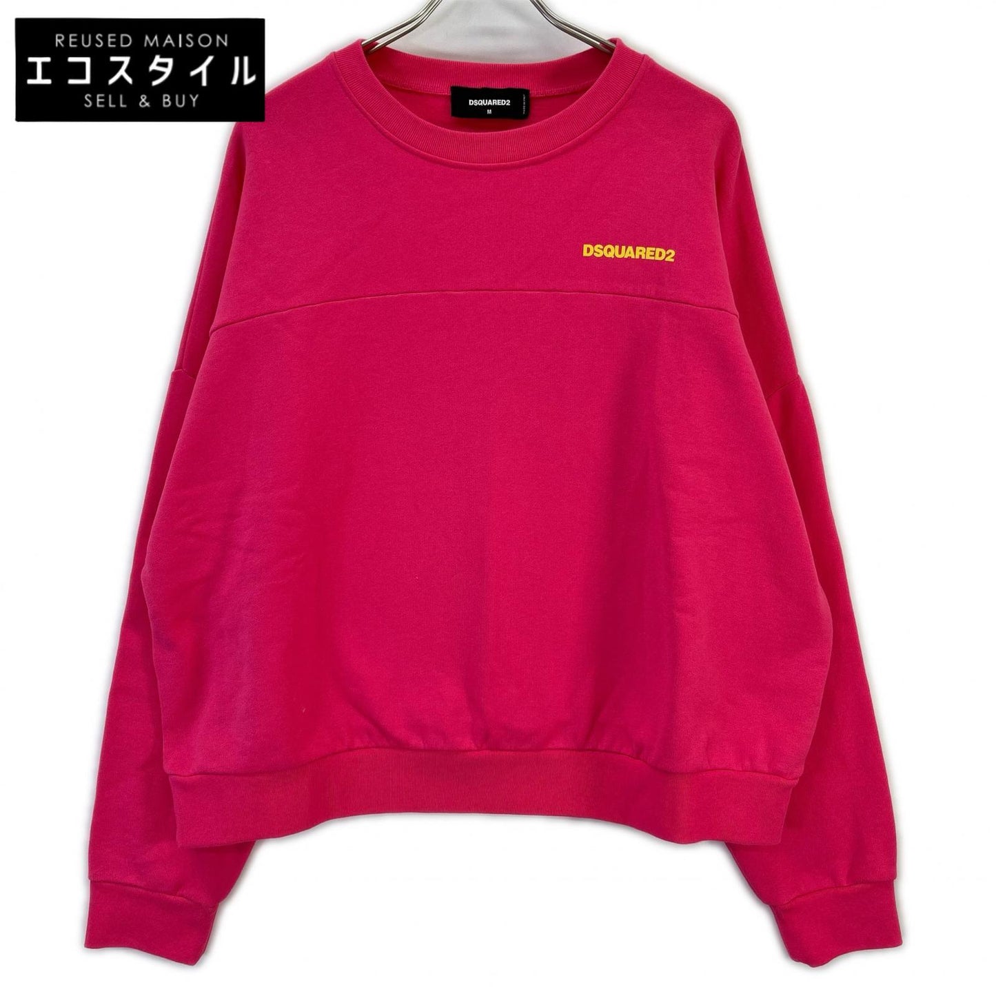 DSQUARED2 ディースクエアード S72GU0406 ピンク ロゴプリント クルーネックスウェット トップス
