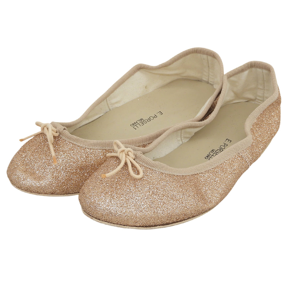 PORSELLI glitter ballet flats for women, metallic orange, size 37, shoes