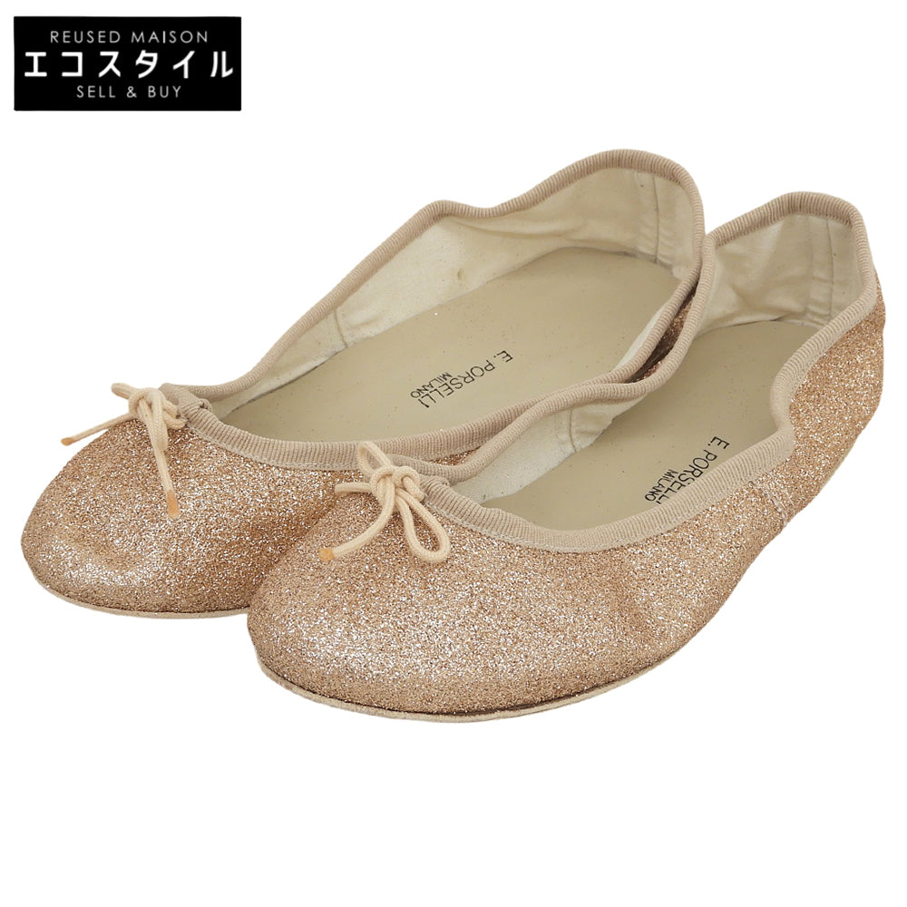 PORSELLI glitter ballet flats for women, metallic orange, size 37, shoes