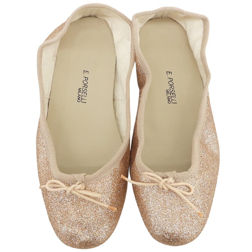 PORSELLI glitter ballet flats for women, metallic orange, size 37, shoes