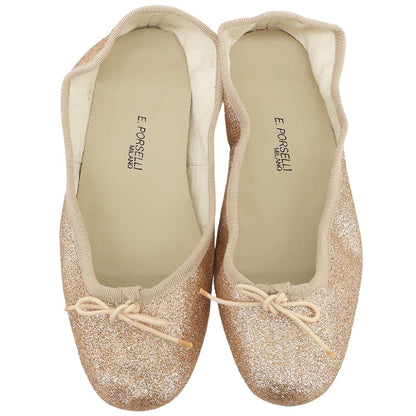 PORSELLI glitter ballet flats for women, metallic orange, size 37, shoes