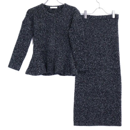 Max Mara マックスマーラ 【美品】2521346052/2521306032 Kim リブニット ペプラム ジップジャケット/ロングスカート セットアップ スーツ セットアップ