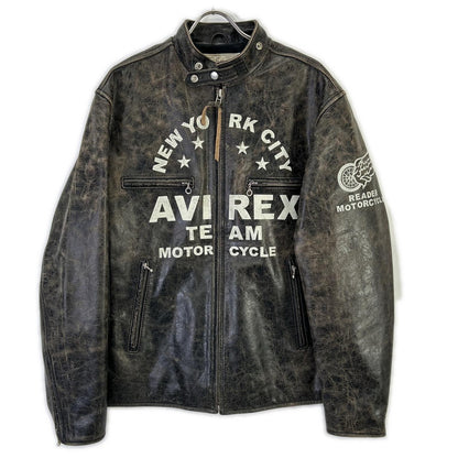AVIREX アヴィレックス 6151121 DISTRES LEATHER クラック加工 シングルライダース ジャケット