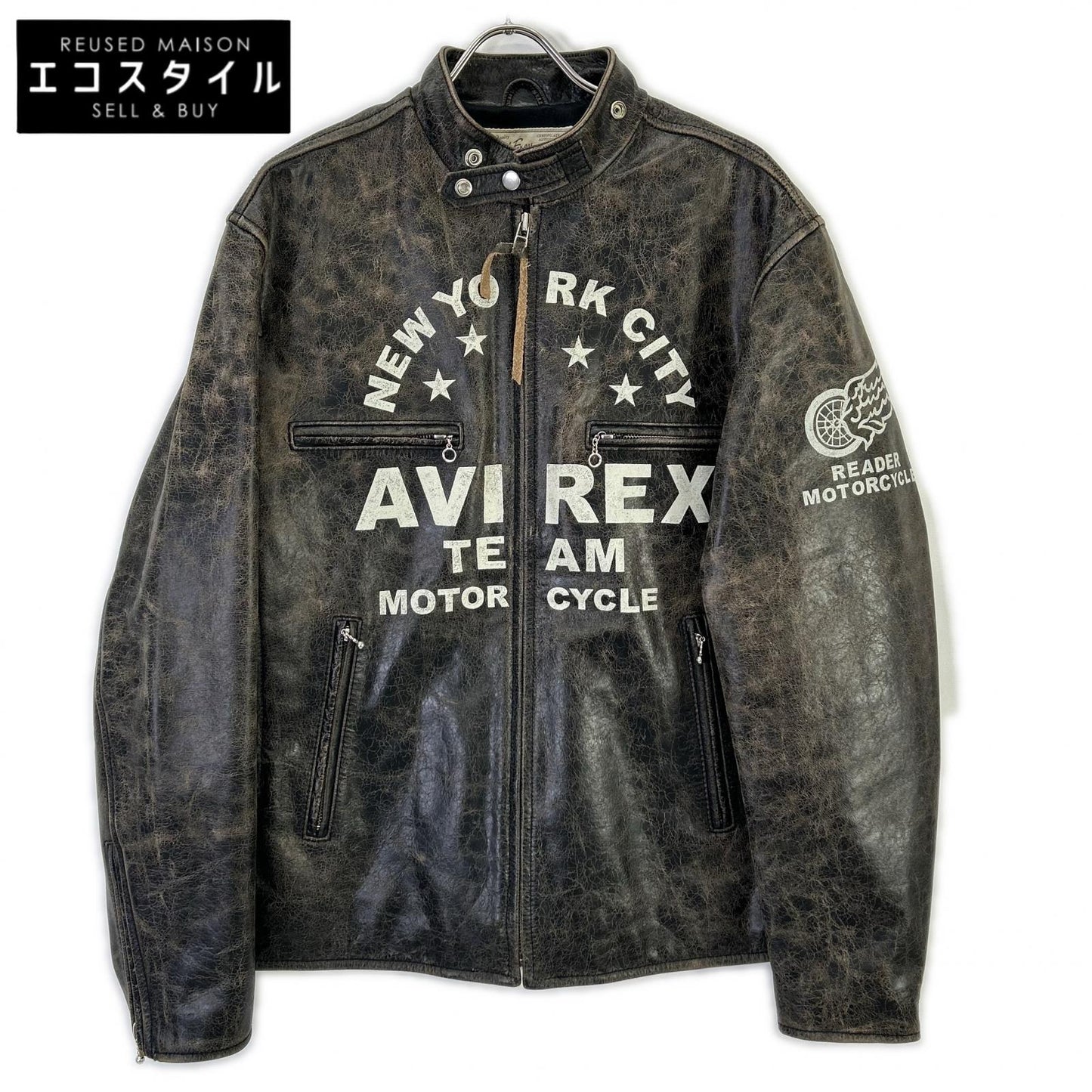 AVIREX アヴィレックス 6151121 DISTRES LEATHER クラック加工 シングルライダース ジャケット