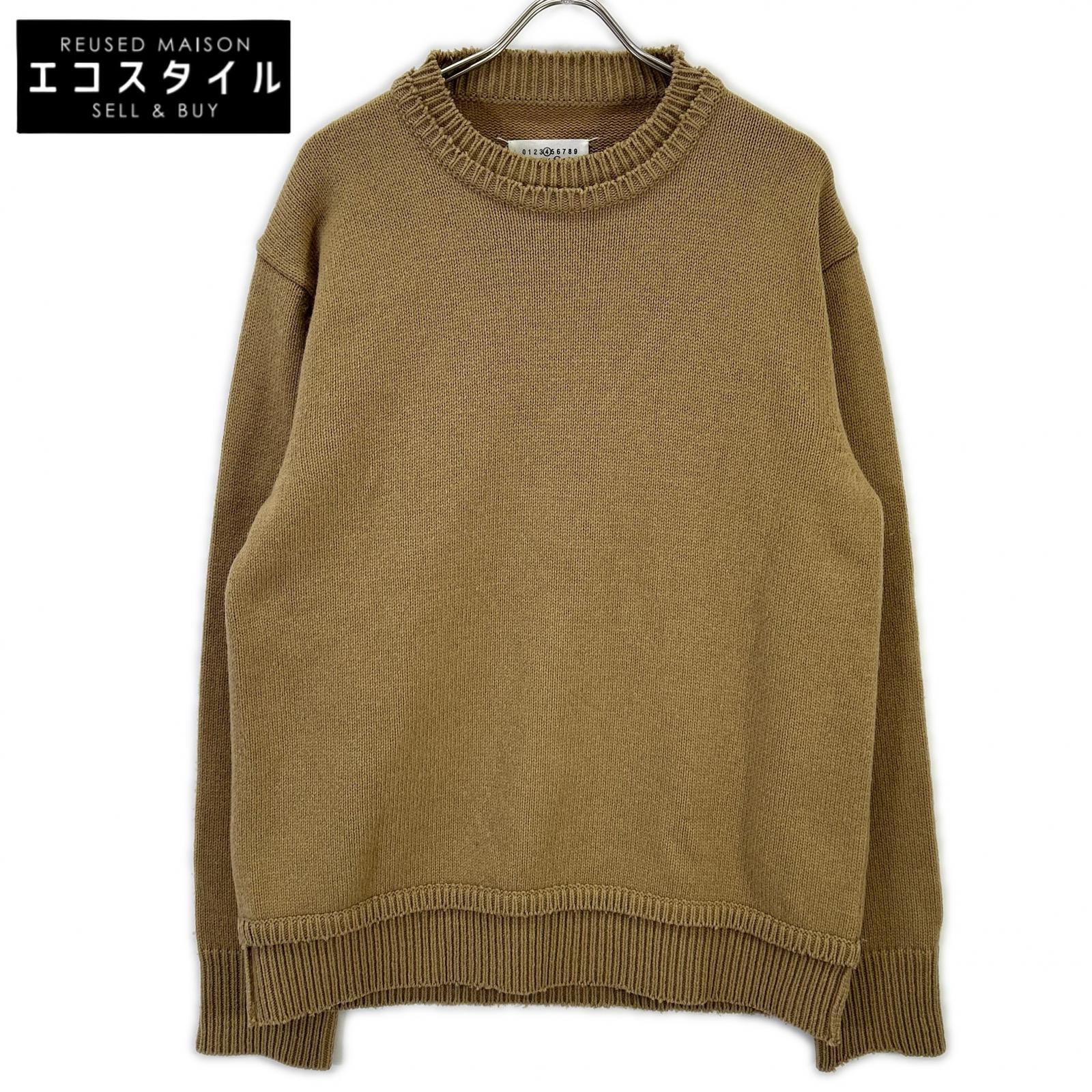 Maison margiela メゾンマルジェラ SI1GP0001 ベージュ スエードエルボーパッチ プルオーバー ニットセーター トップス