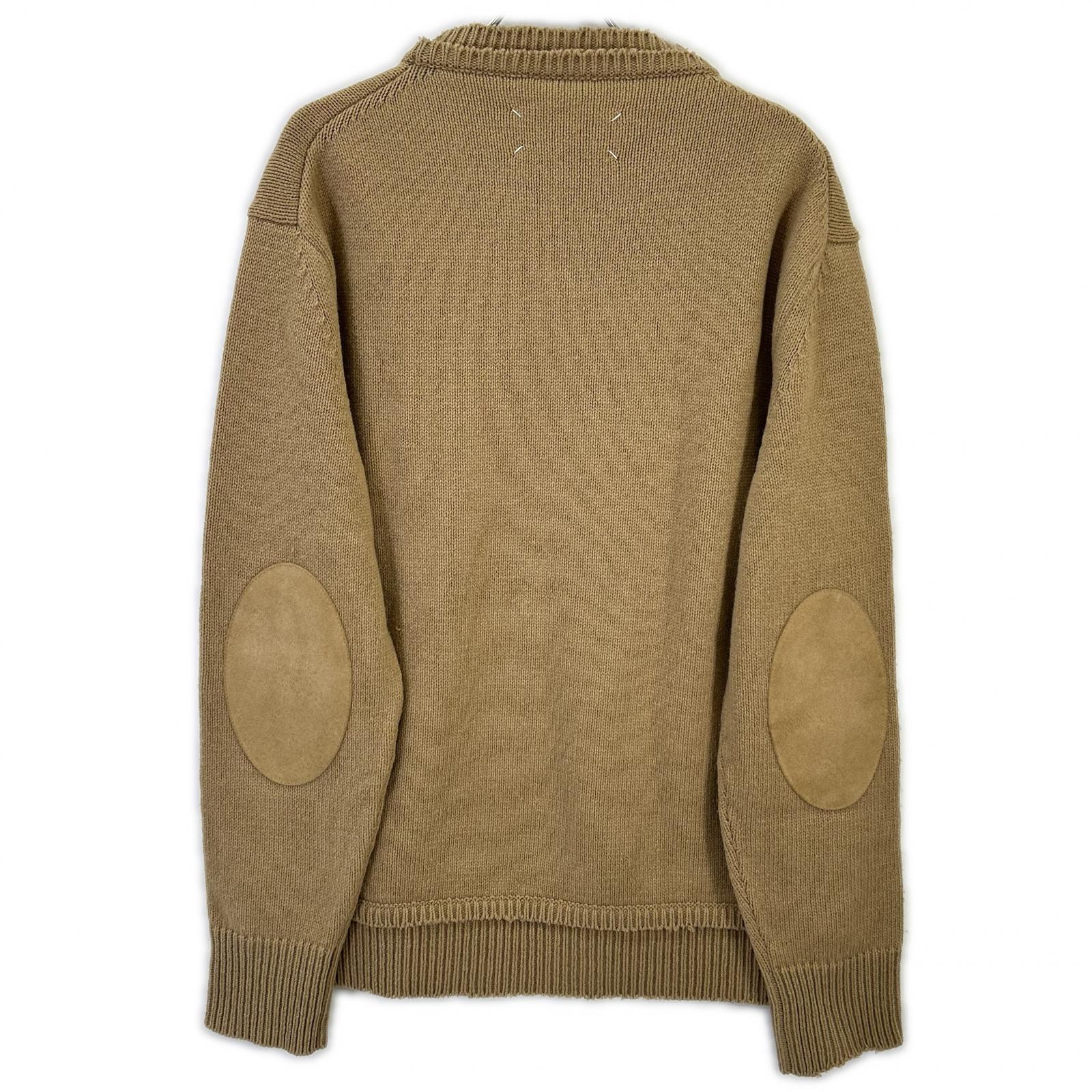 Maison margiela メゾンマルジェラ SI1GP0001 ベージュ スエードエルボーパッチ プルオーバー ニットセーター トップス