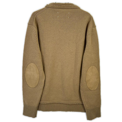 Maison margiela メゾンマルジェラ SI1GP0001 ベージュ スエードエルボーパッチ プルオーバー ニットセーター トップス