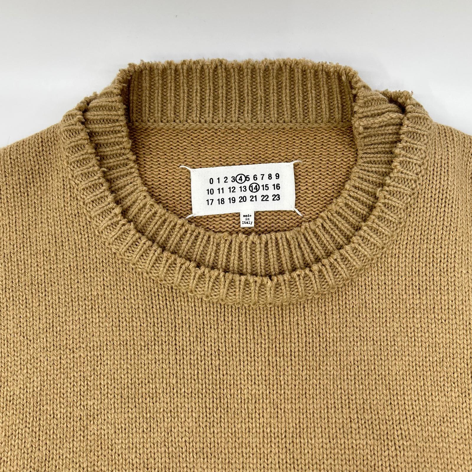 Maison margiela メゾンマルジェラ SI1GP0001 ベージュ スエードエルボーパッチ プルオーバー ニットセーター トップス