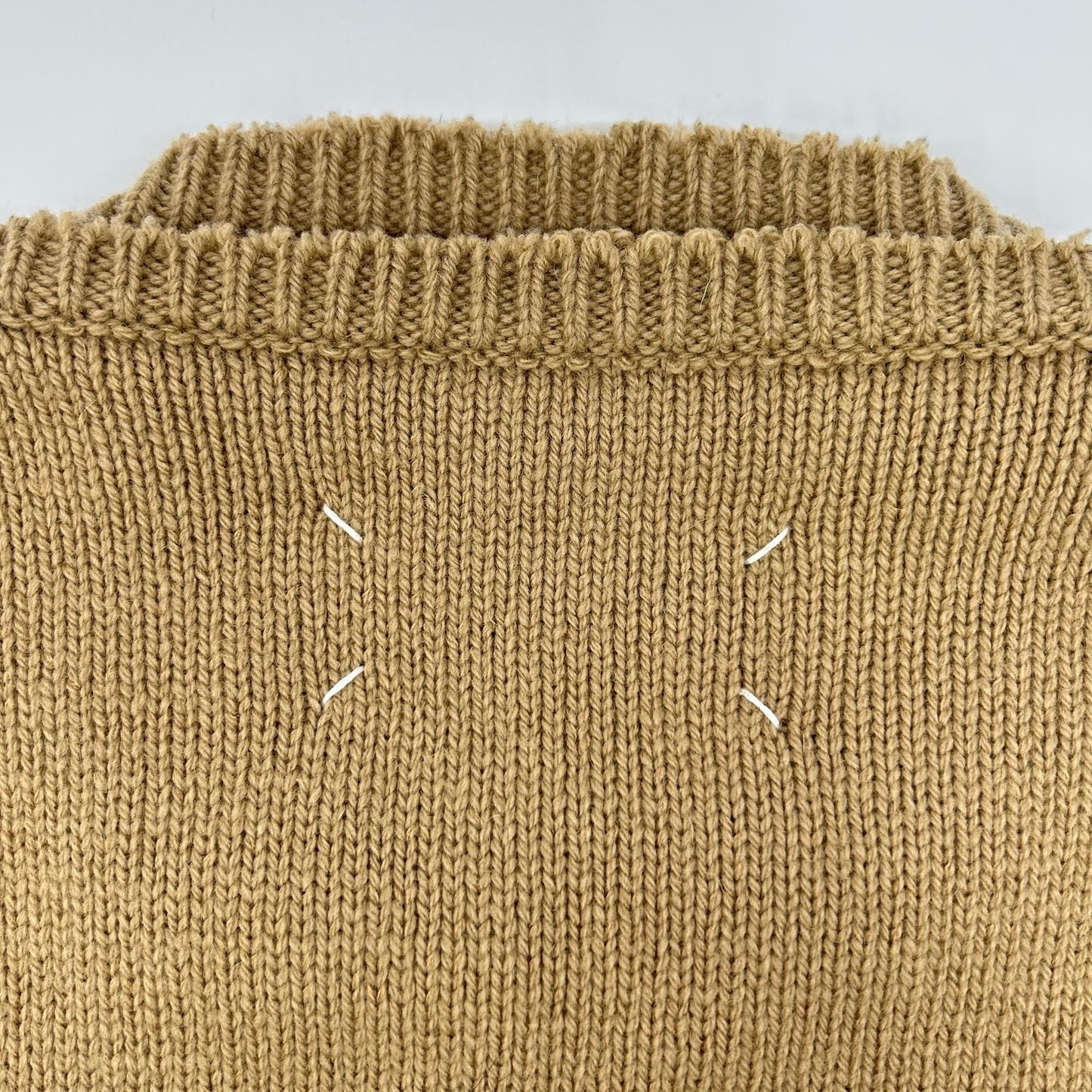 Maison margiela メゾンマルジェラ SI1GP0001 ベージュ スエードエルボーパッチ プルオーバー ニットセーター トップス