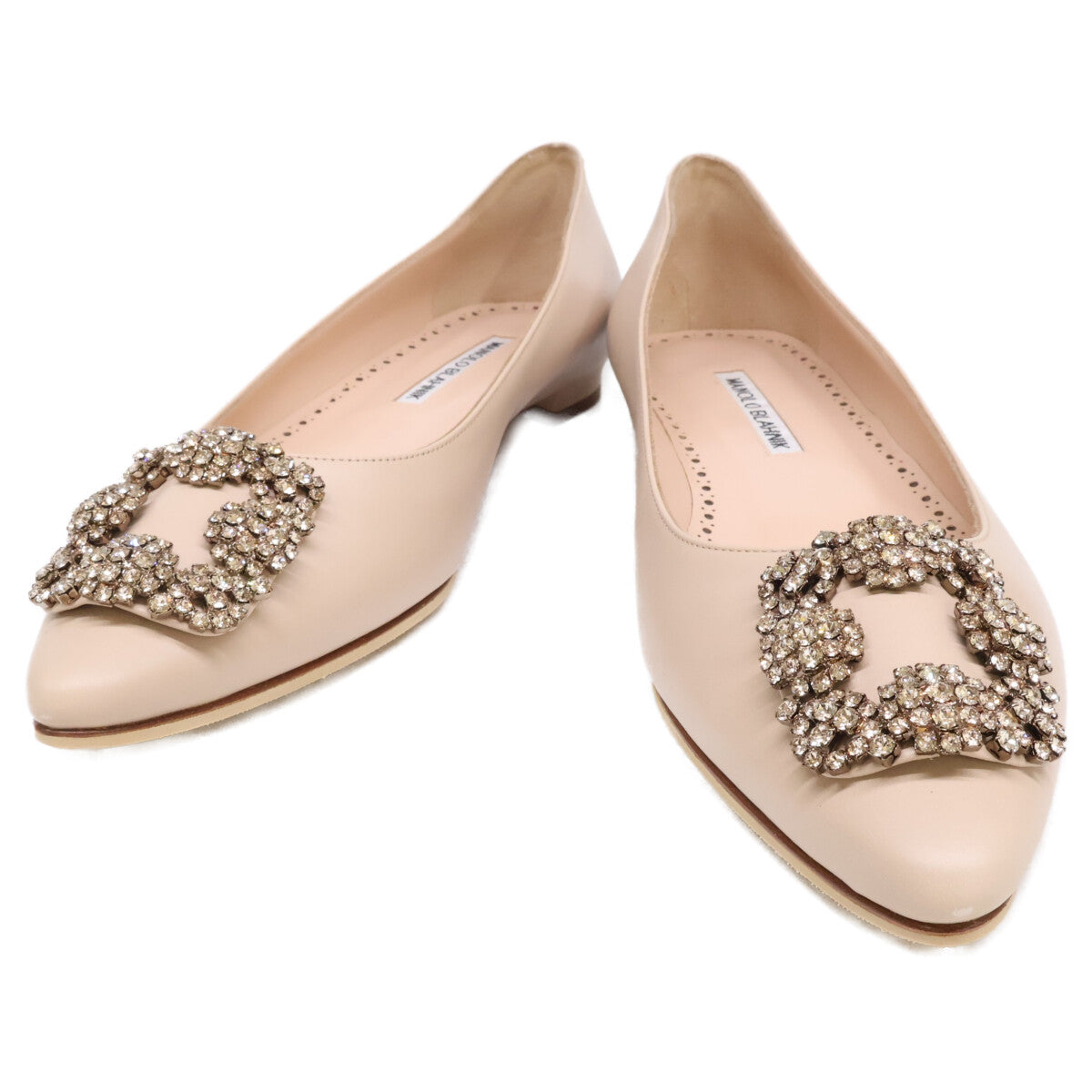 MANOLO BLAHNIK マノロブラニク 【美品】HANGISI ハンギシ ポインテッドトゥ フラットパンプス シューズ
