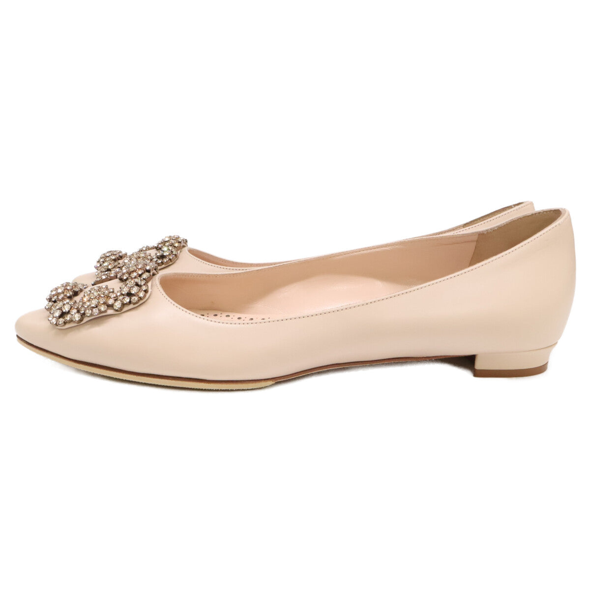 MANOLO BLAHNIK マノロブラニク 【美品】HANGISI ハンギシ ポインテッドトゥ フラットパンプス シューズ