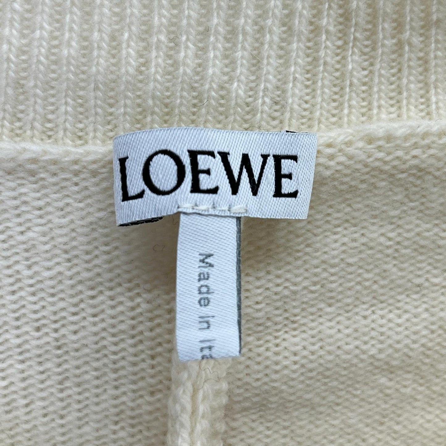 LOEWE Loewe 1723311 Ivory Loewe Herbarium Anagram V-Neck Asymmetrical Knit