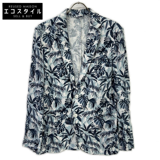 GIANNETTO CORALLO Linen Leaf-Design Single-Breasted Jacket Jacket
