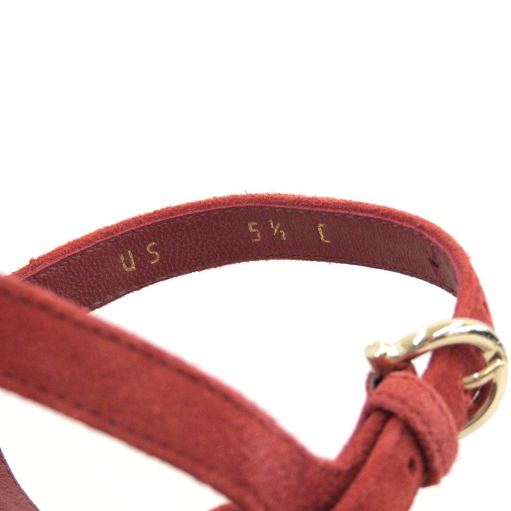 Salvatore Ferragamo サルヴァトーレフェラガモ 美品 SONYA レッド スエードカーフ チャンキーヒール サンダル シューズ レディース 5 1/2 シューズ