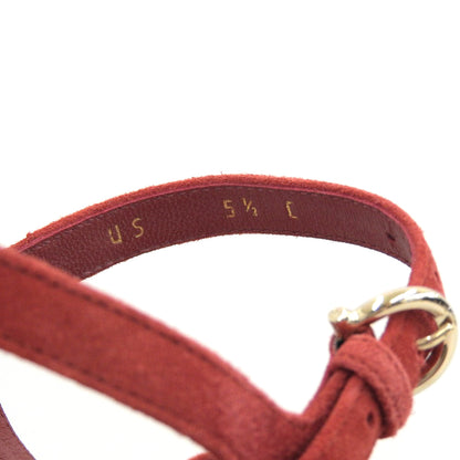 Salvatore Ferragamo サルヴァトーレフェラガモ 美品 SONYA レッド スエードカーフ チャンキーヒール サンダル シューズ レディース 5 1/2 シューズ