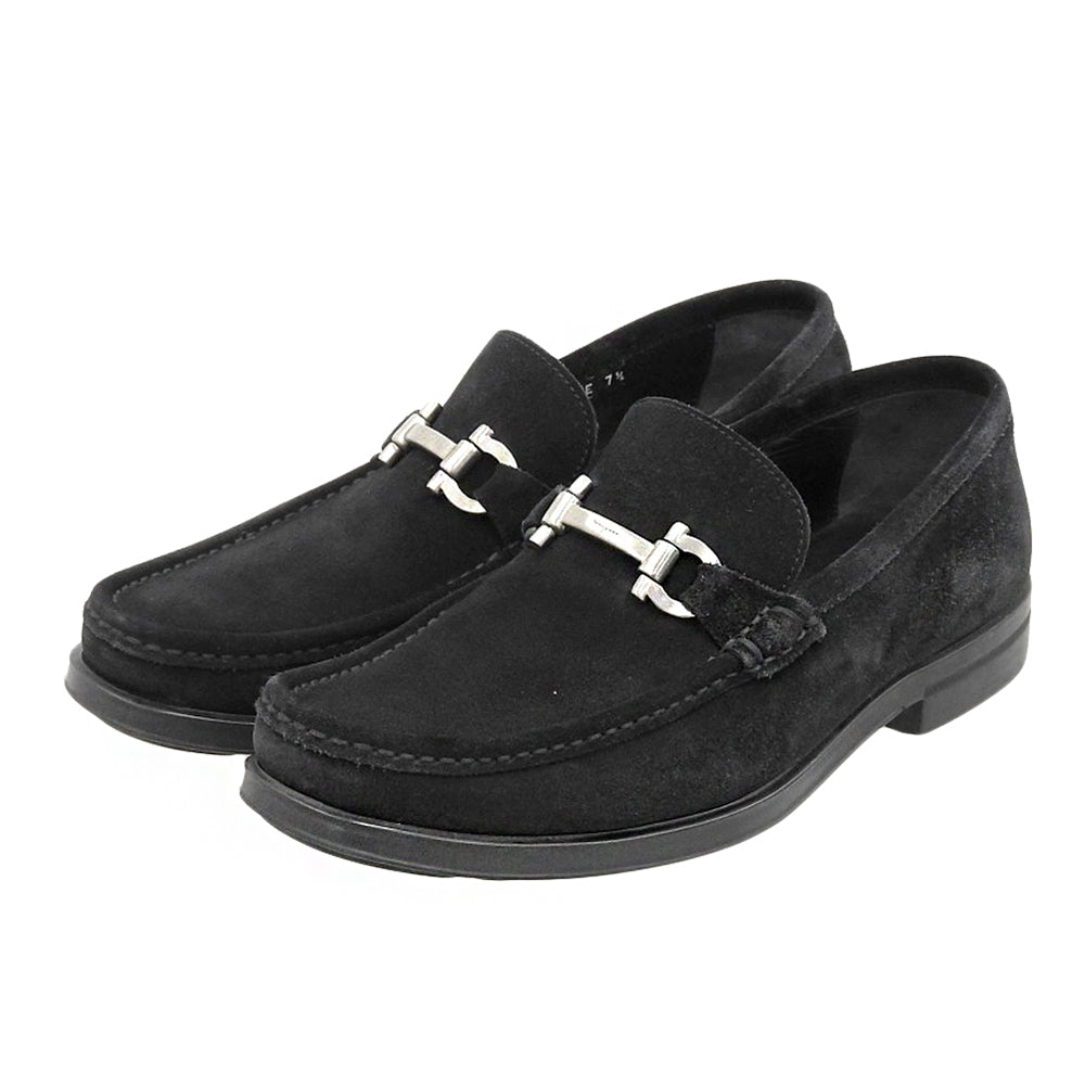 Salvatore Ferragamo サルヴァトーレフェラガモ ガンチーニ金具 スエードローファー シューズ メンズ ブラック 7 1/2 UR24069 シューズ
