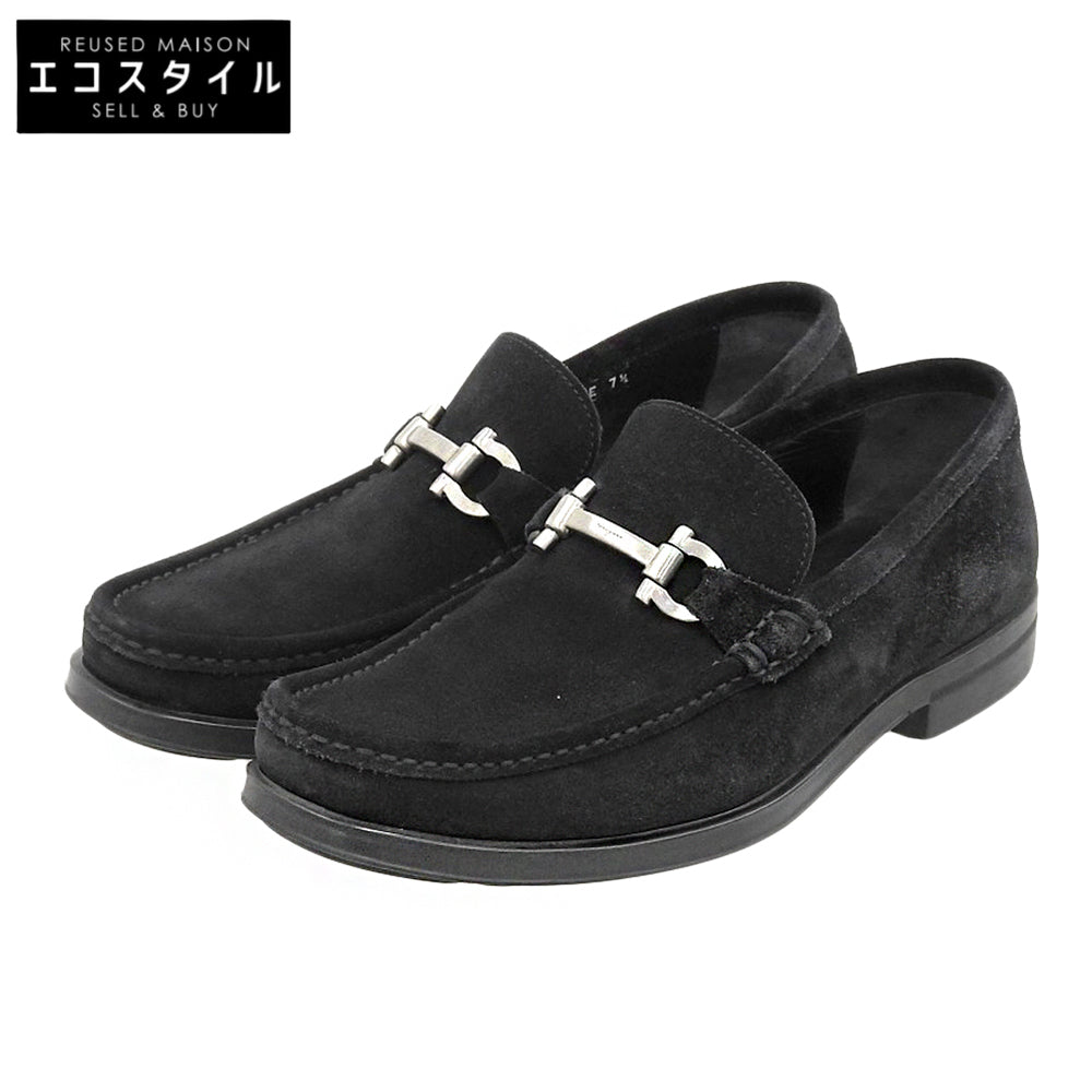 Salvatore Ferragamo サルヴァトーレフェラガモ ガンチーニ金具 スエードローファー シューズ メンズ ブラック 7 1/2 UR24069 シューズ