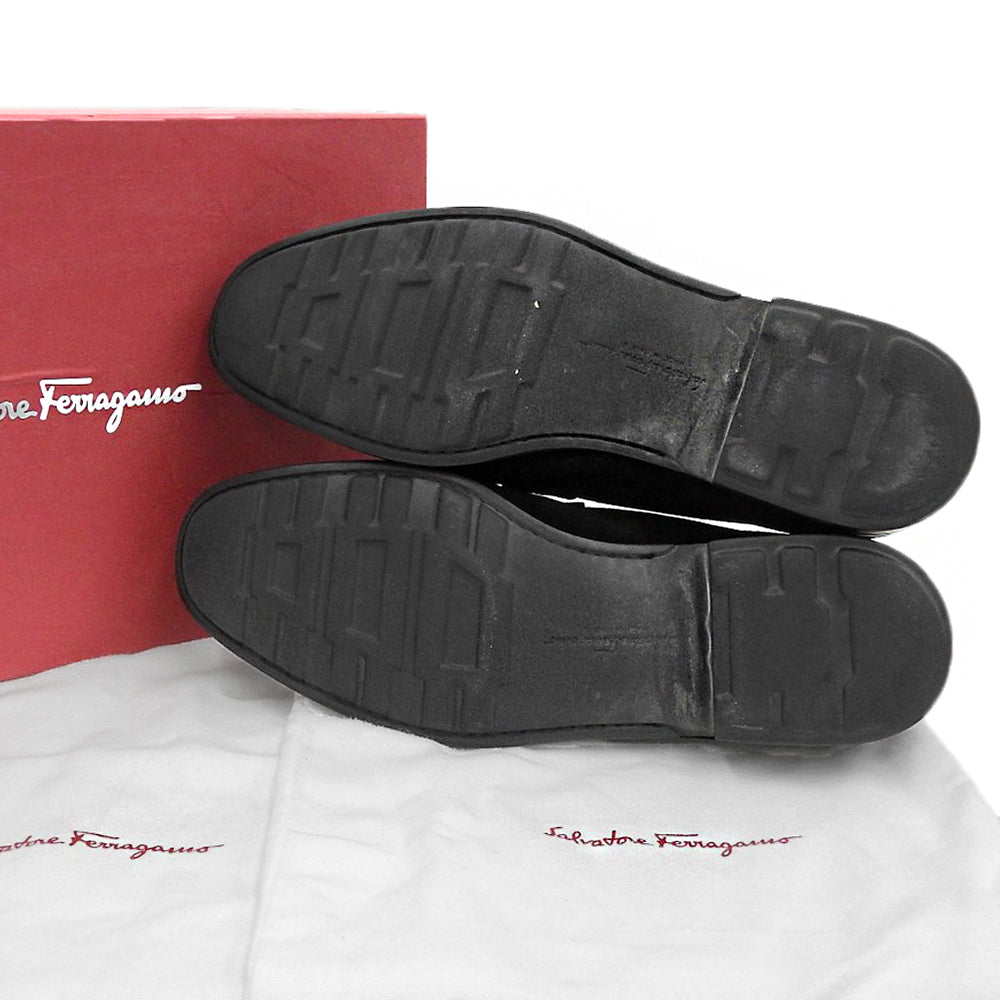 Salvatore Ferragamo サルヴァトーレフェラガモ ガンチーニ金具 スエードローファー シューズ メンズ ブラック 7 1/2 UR24069 シューズ